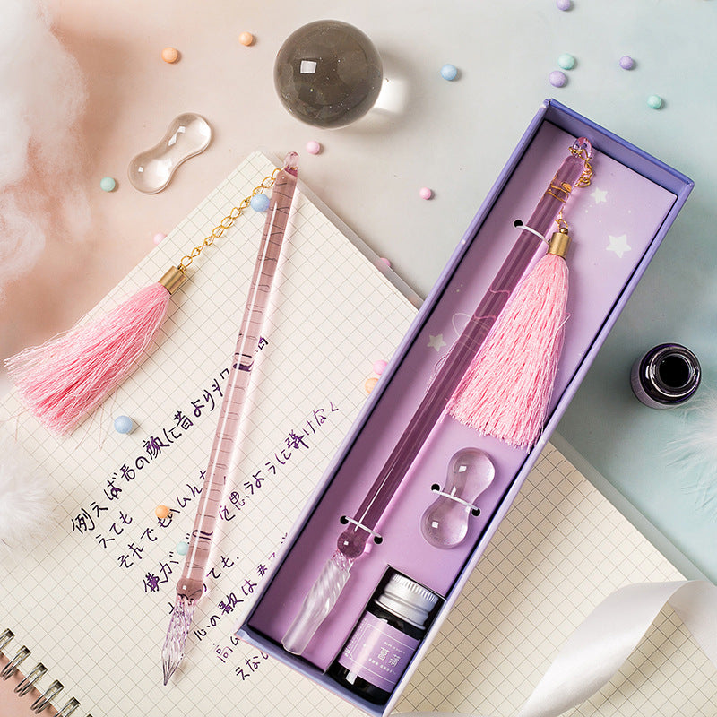 Pastel Ink Fringe Handmade Glass Pen Set